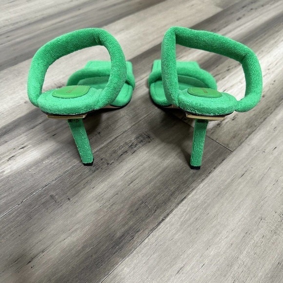 New In Box Good American Terry Cloth Square Toe High Heel Women's Green Size 12 - Picture 4 of 7